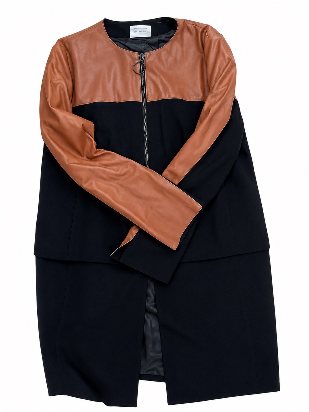 Akris punto Women’s Two-Tone Leather-Trim Dress - Black & Brown